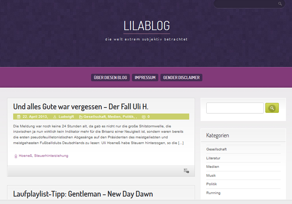 Screenshot LilaBlog