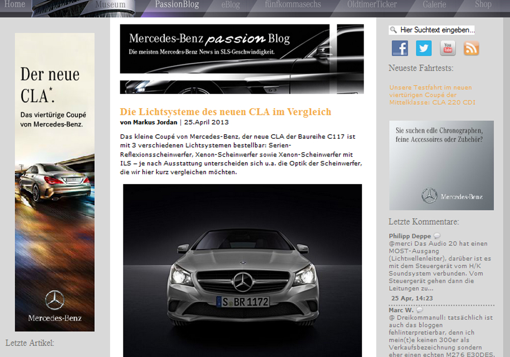 Screenshot Mercedes Benz Passion Blog