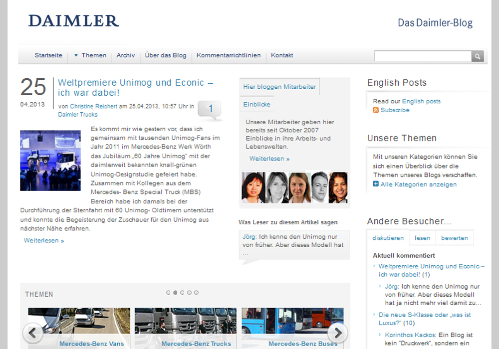 Screenshot Daimler-Blog